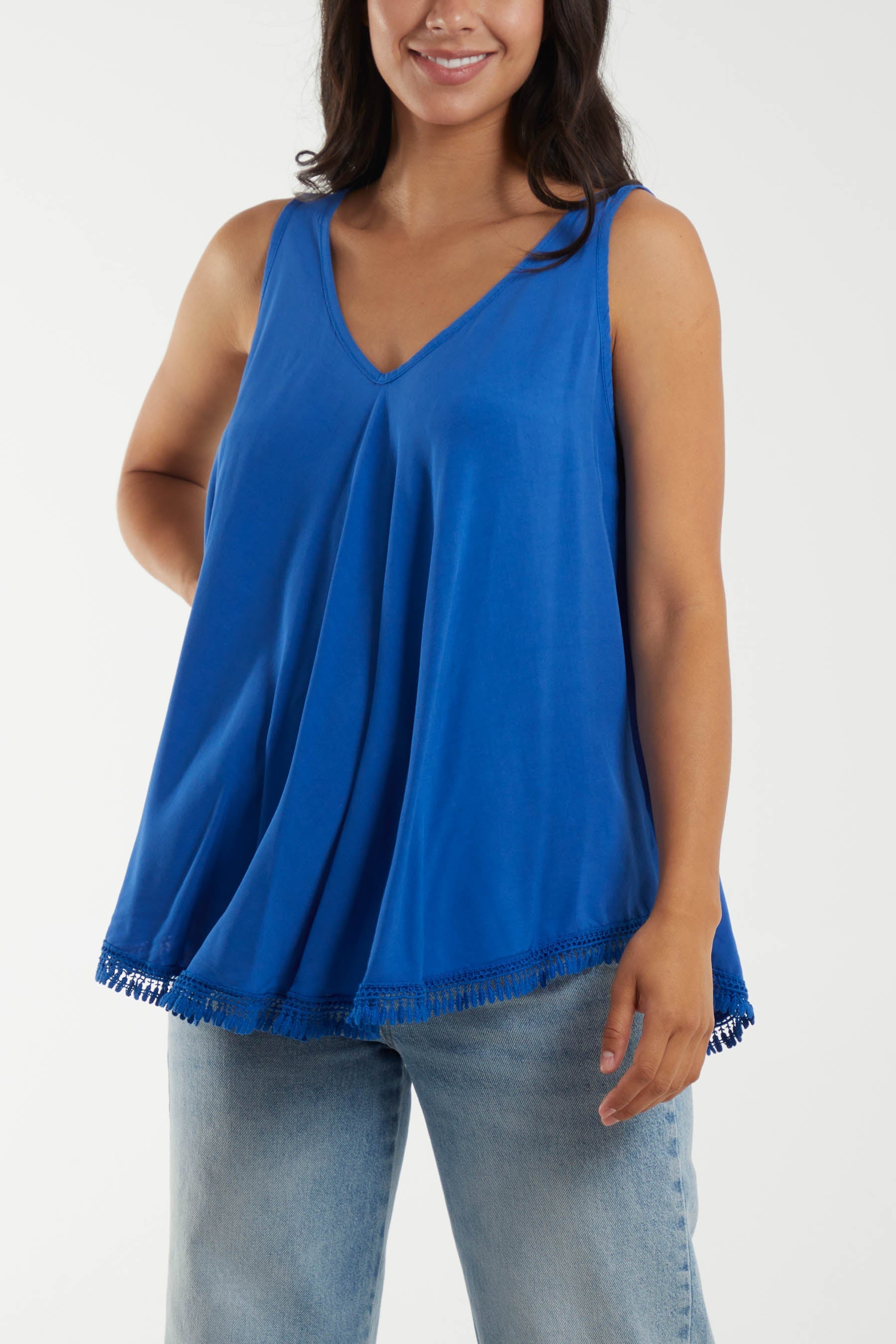 Tassel Hem V-Neck Vest For Women  - Dropwear