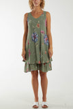 Stone Floral Double Layer Sleeveless Dress For Women ONE SIZE - Dropwear