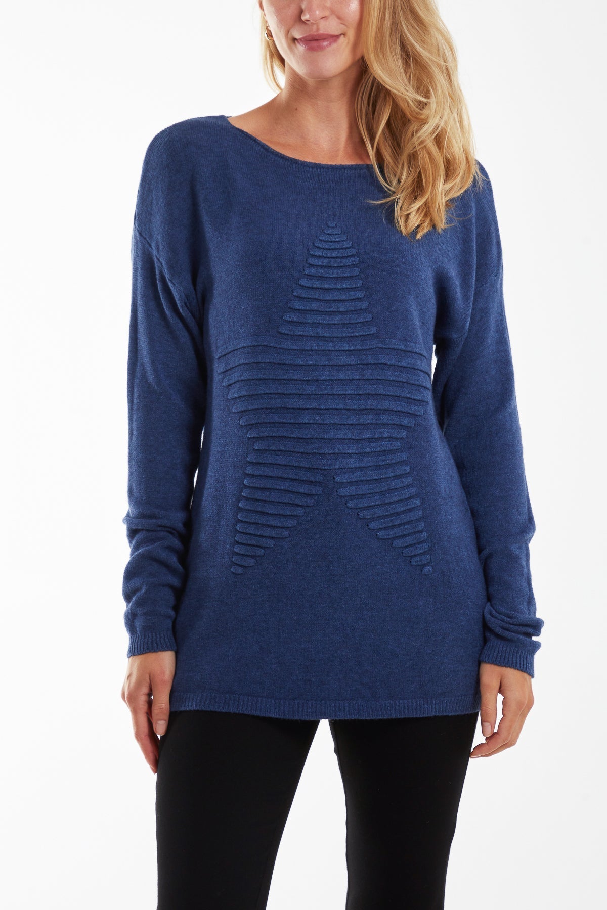 Khaki Ribbed Star Jumper For Women ONE SIZE - Dropwear
