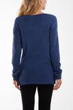 Royal Blue Ribbed Star Jumper For Women ONE SIZE - Dropwear