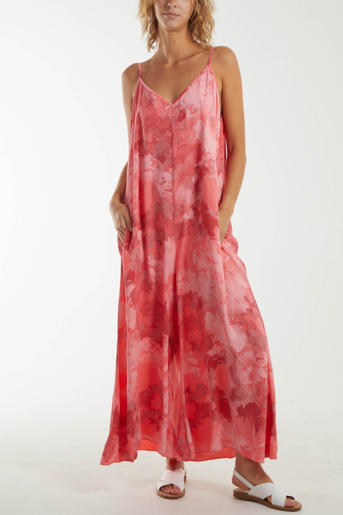 Stone Smoky Print Cami Relaxed Fit Jumpsuit For Women ONE SIZE - Dropwear
