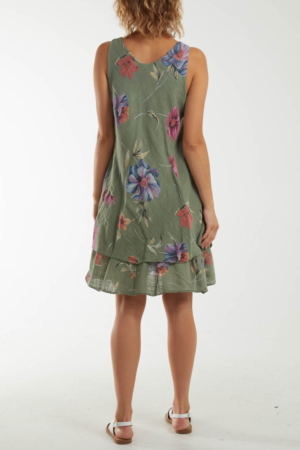 Mocha Floral Double Layer Sleeveless Dress For Women ONE SIZE - Dropwear
