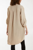 Denim V-Neck Button Sleeve Long Top For Women ONE SIZE - Dropwear