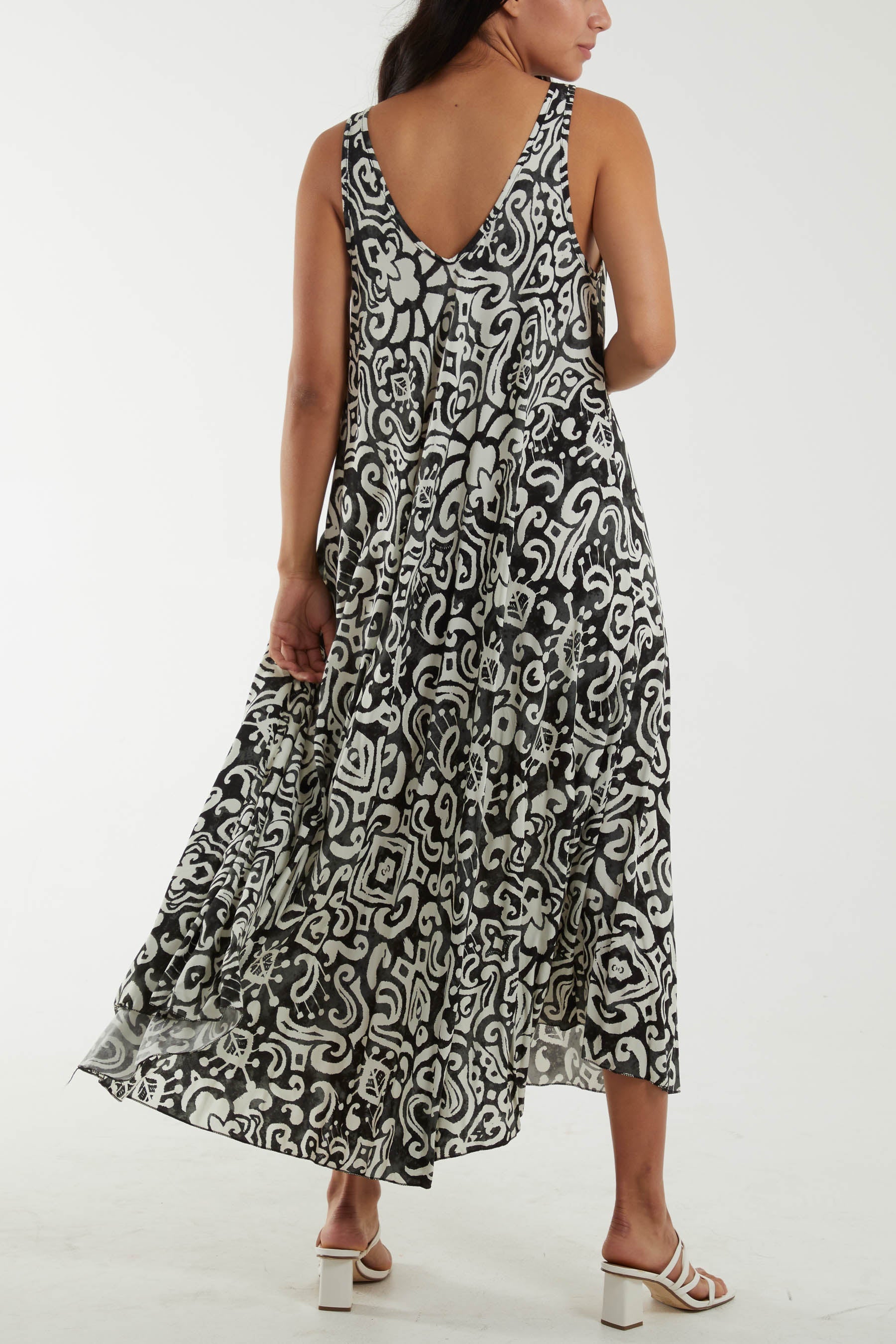 Jade Sleeveless Abstract Print Maxi Dress For Women ONE SIZE - Dropwear