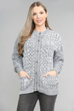 Coral Chunky Cable Knit Long Sleeve Cardigan For Women 16-18 - Dropwear