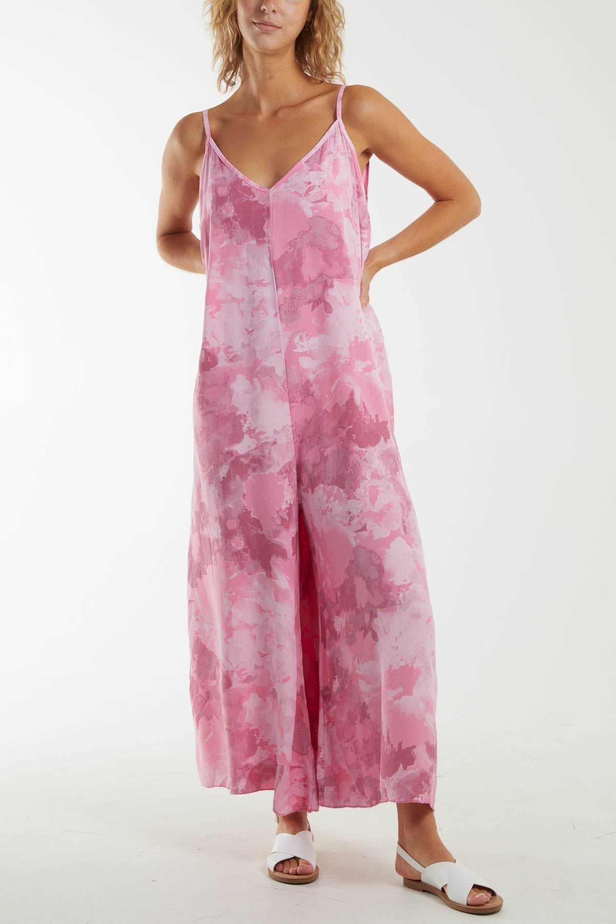 Smoky Print Cami Relaxed Fit Jumpsuit For Women  - Dropwear