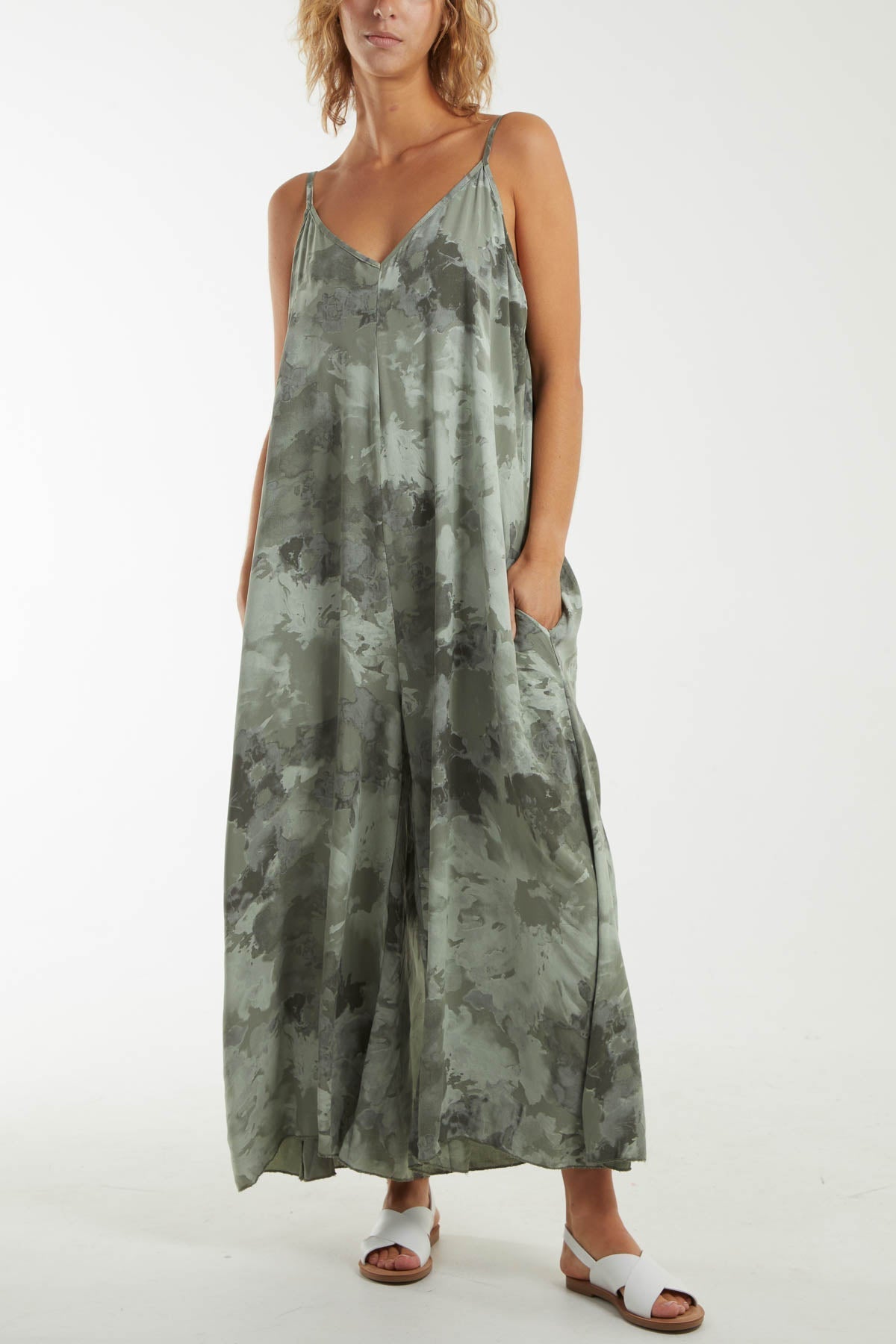 Bubblegum Pink Smoky Print Cami Relaxed Fit Jumpsuit For Women ONE SIZE - Dropwear