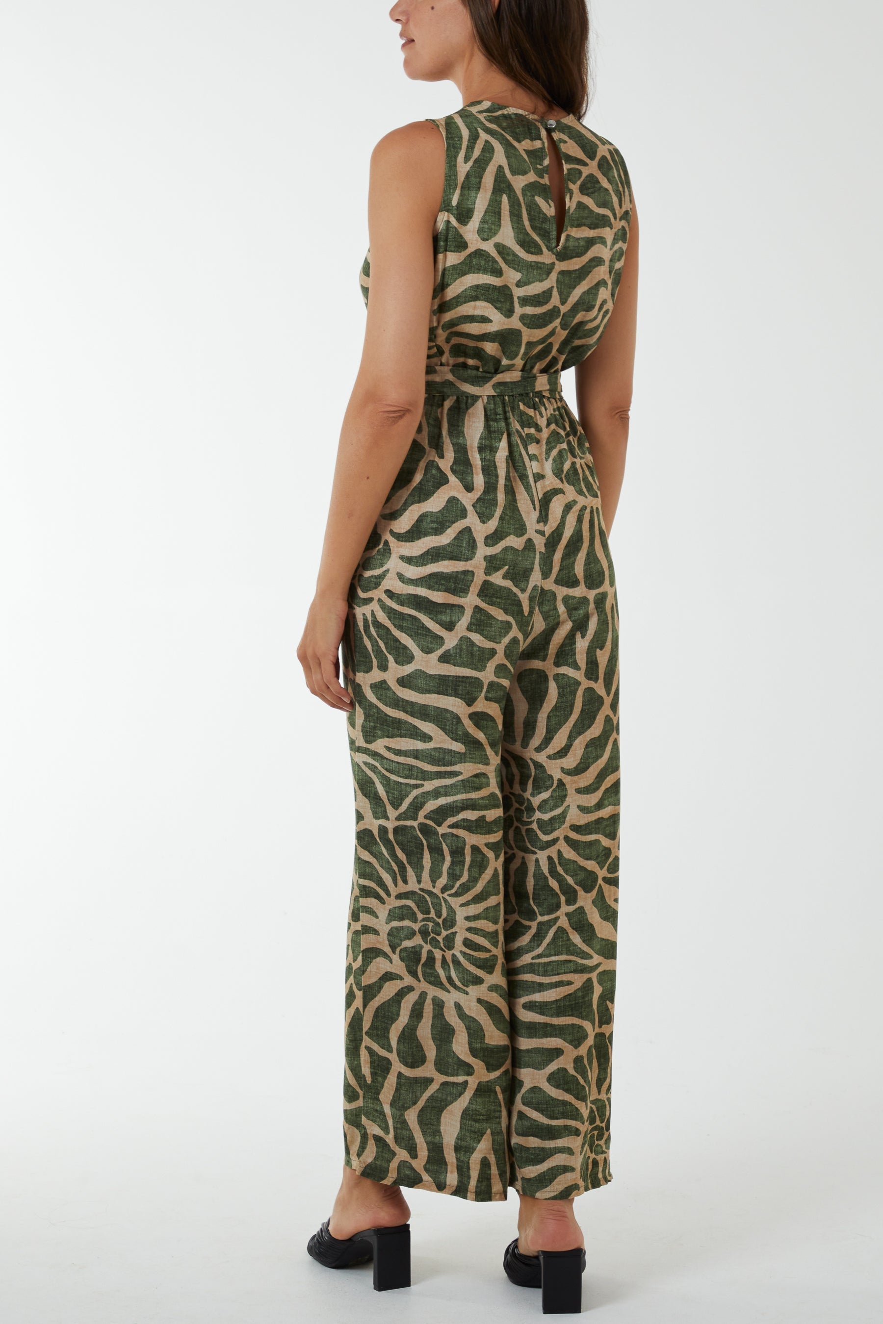 Swirl Print Sleeveless Jumpsuit For Women  - Dropwear