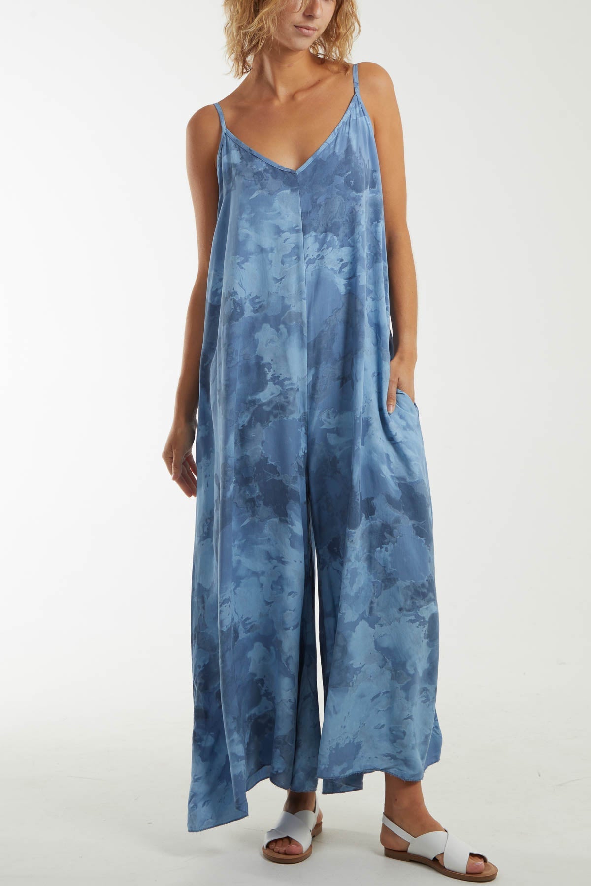 Coral Smoky Print Cami Relaxed Fit Jumpsuit For Women ONE SIZE - Dropwear