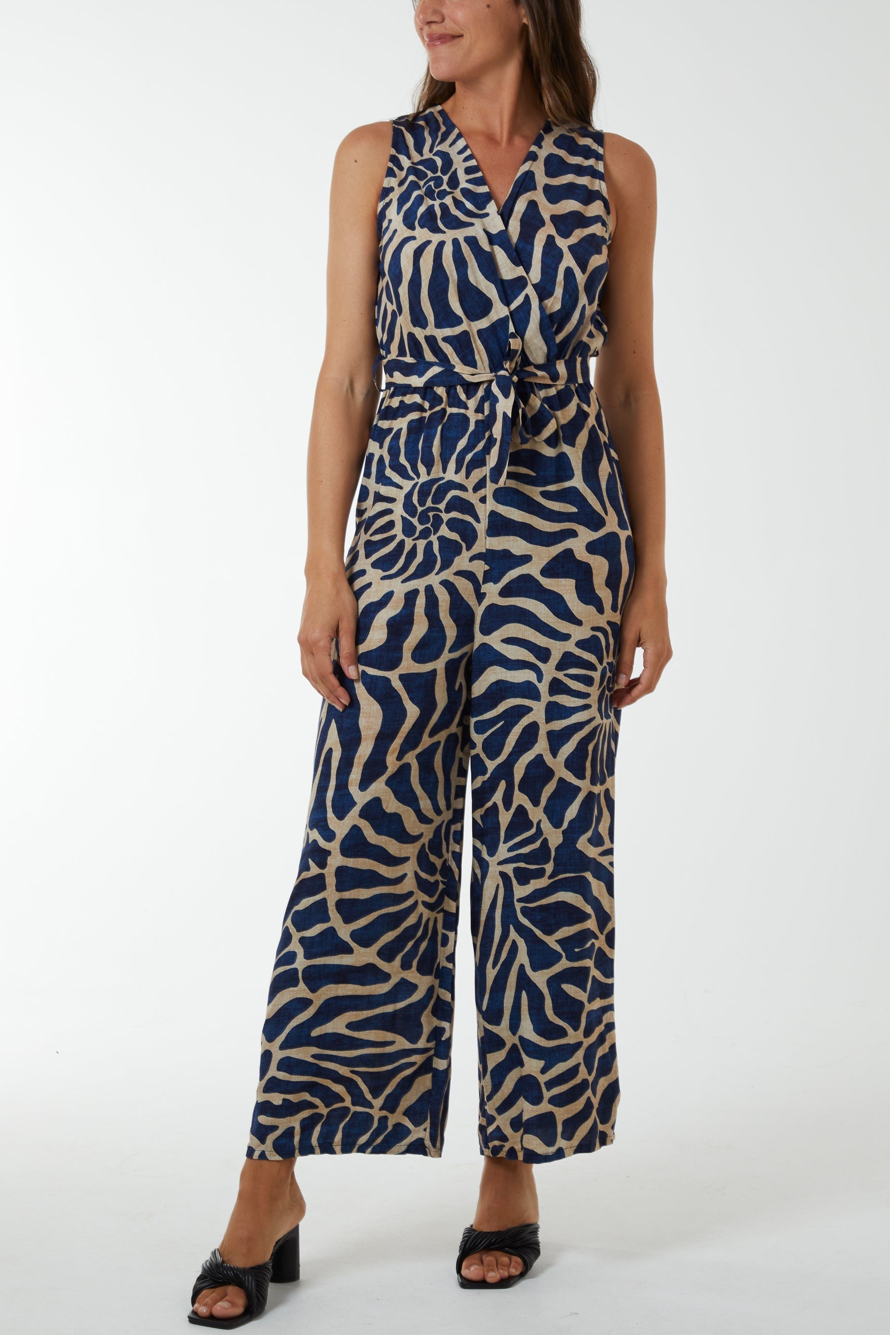 Swirl Print Sleeveless Jumpsuit For Women  - Dropwear
