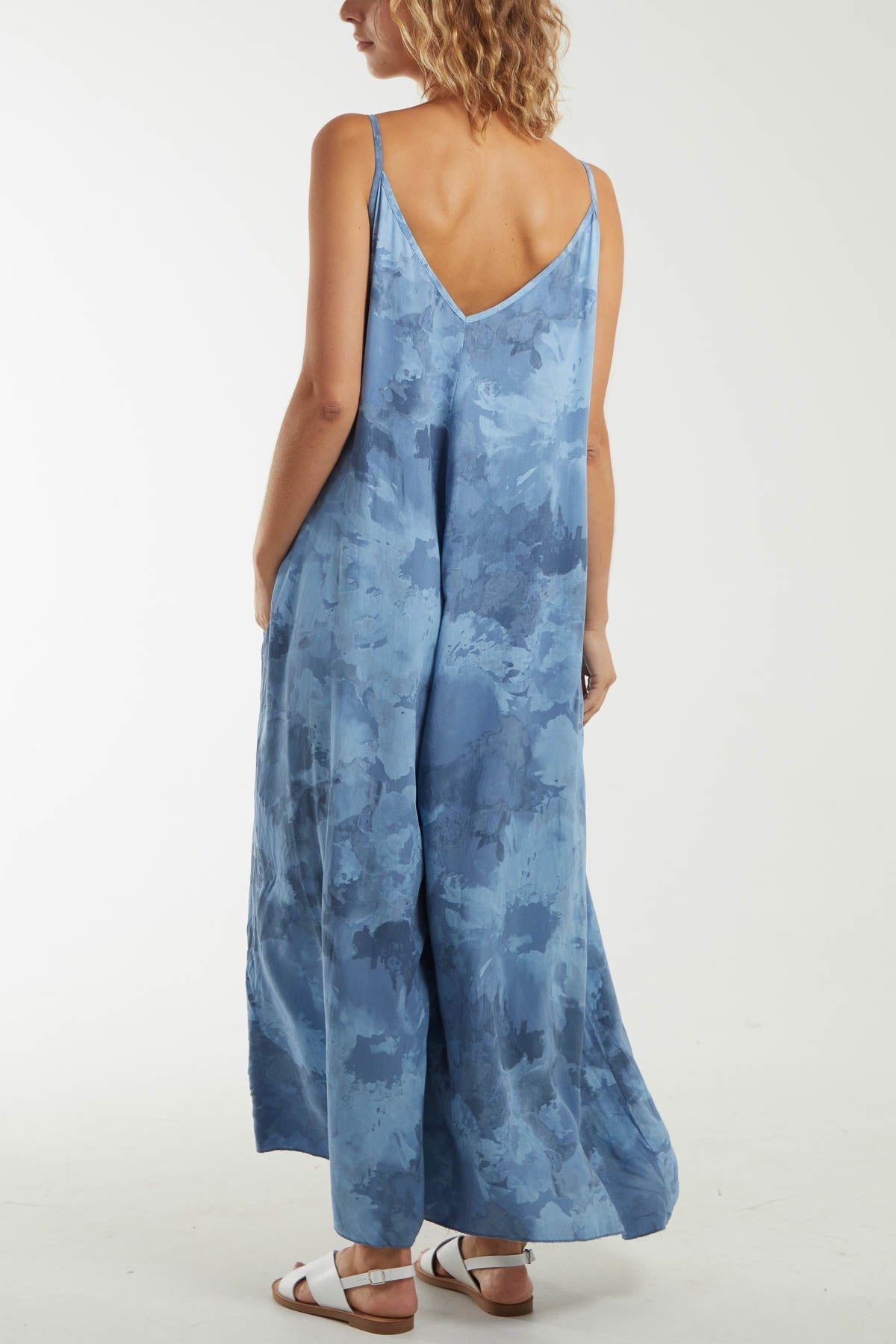 Orange Smoky Print Cami Relaxed Fit Jumpsuit For Women ONE SIZE - Dropwear