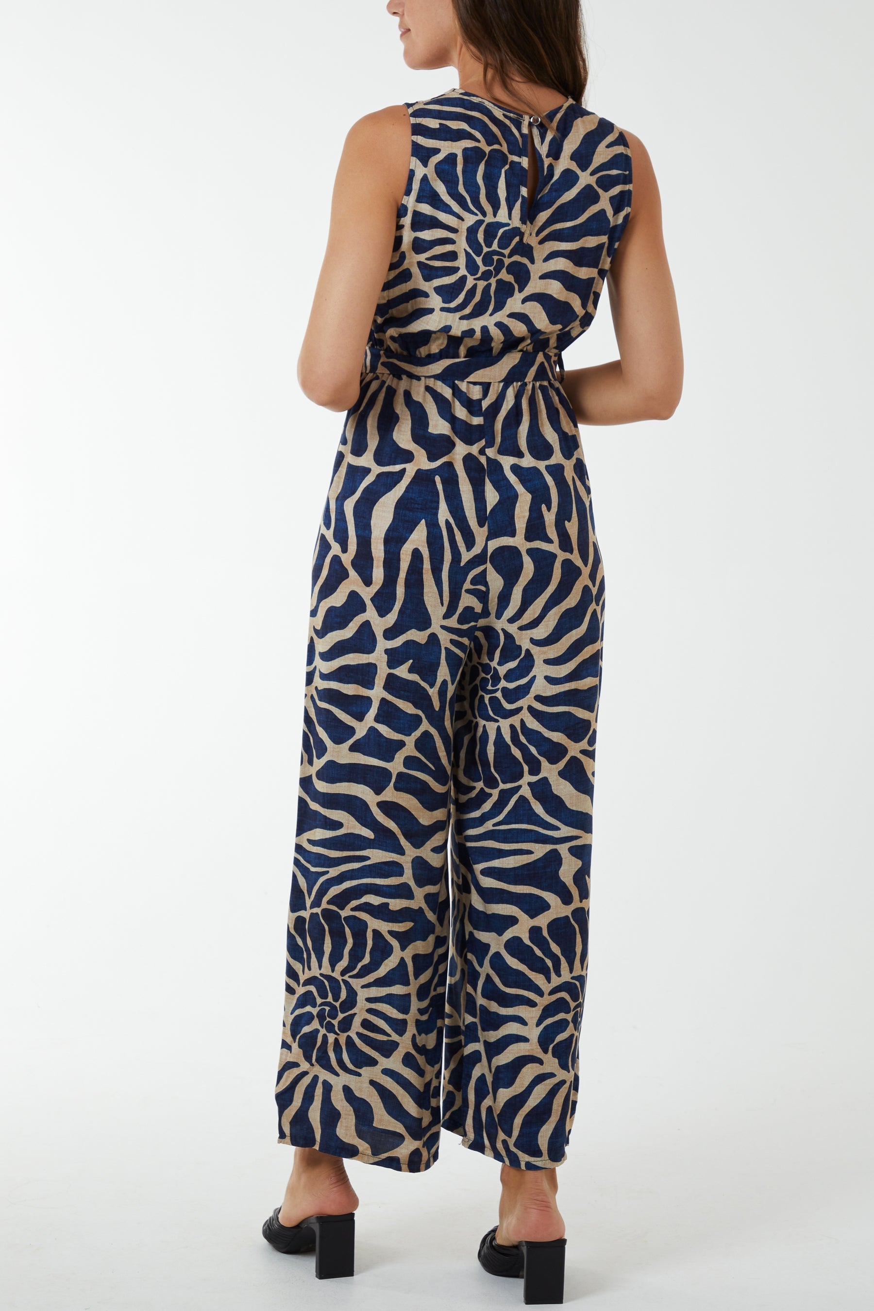 Swirl Print Sleeveless Jumpsuit For Women  - Dropwear