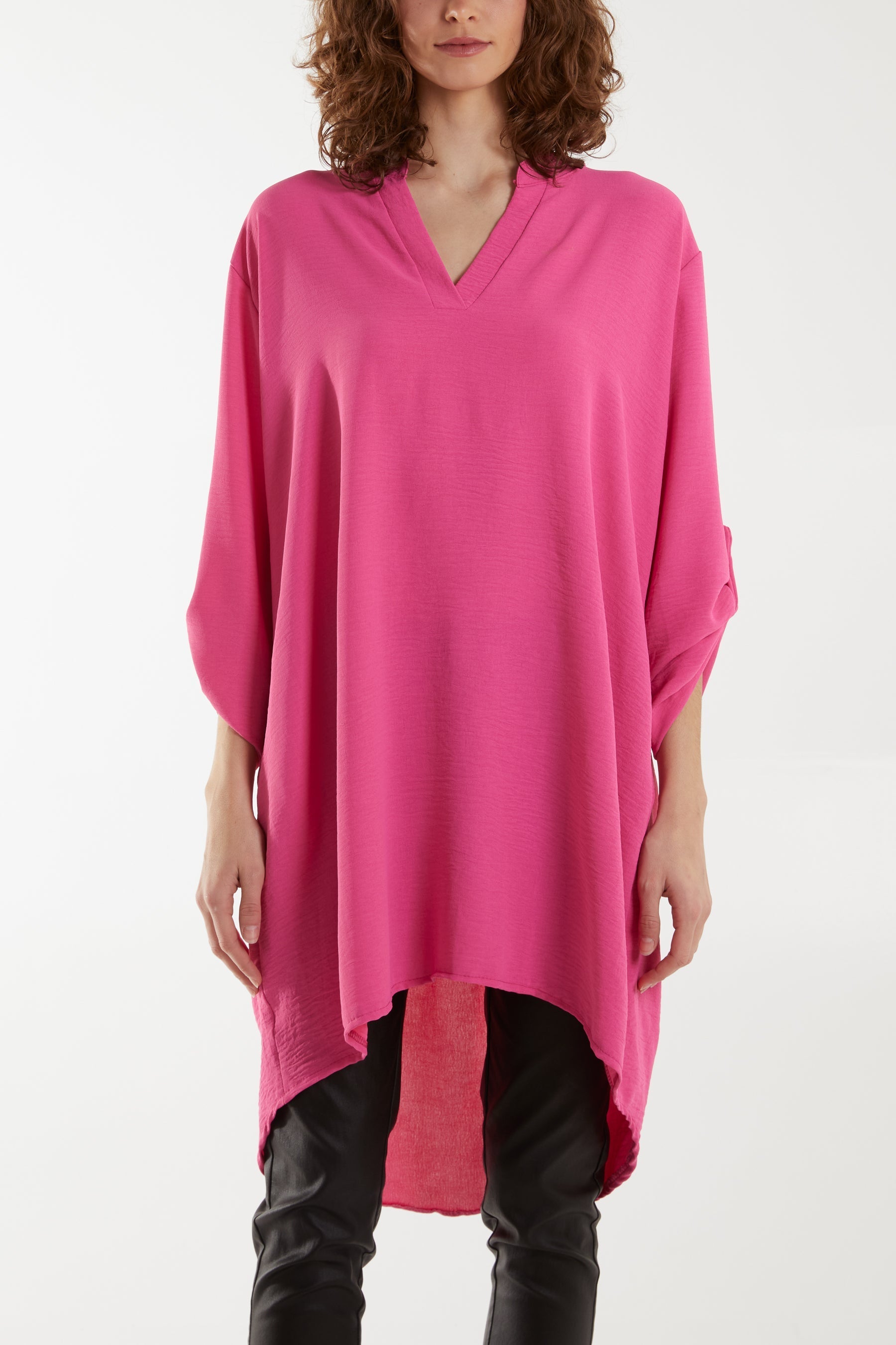 V-Neck Button Sleeve Long Top For Women  - Dropwear