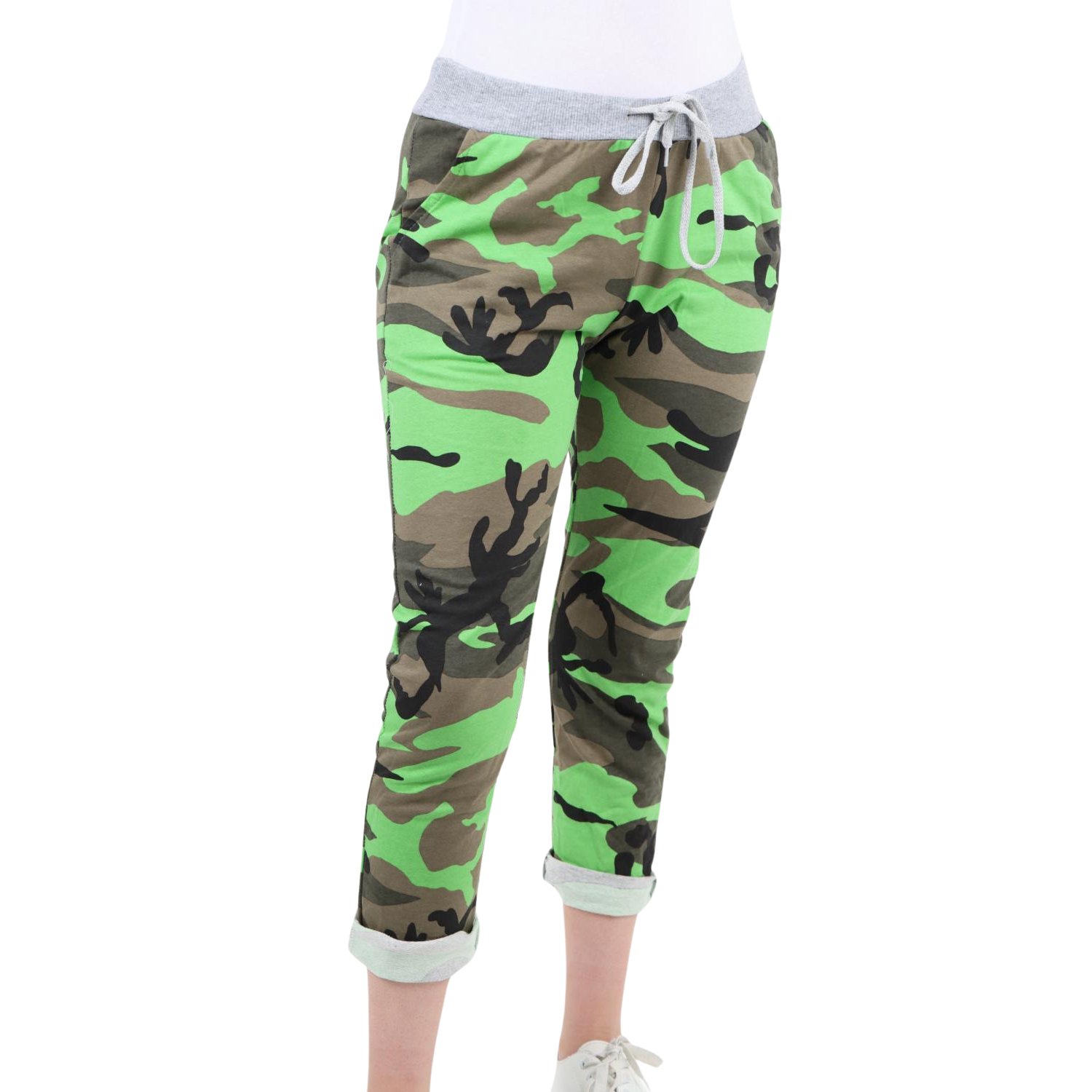 Orange Italian Camouflage Print Trousers For Women 16 - Dropwear