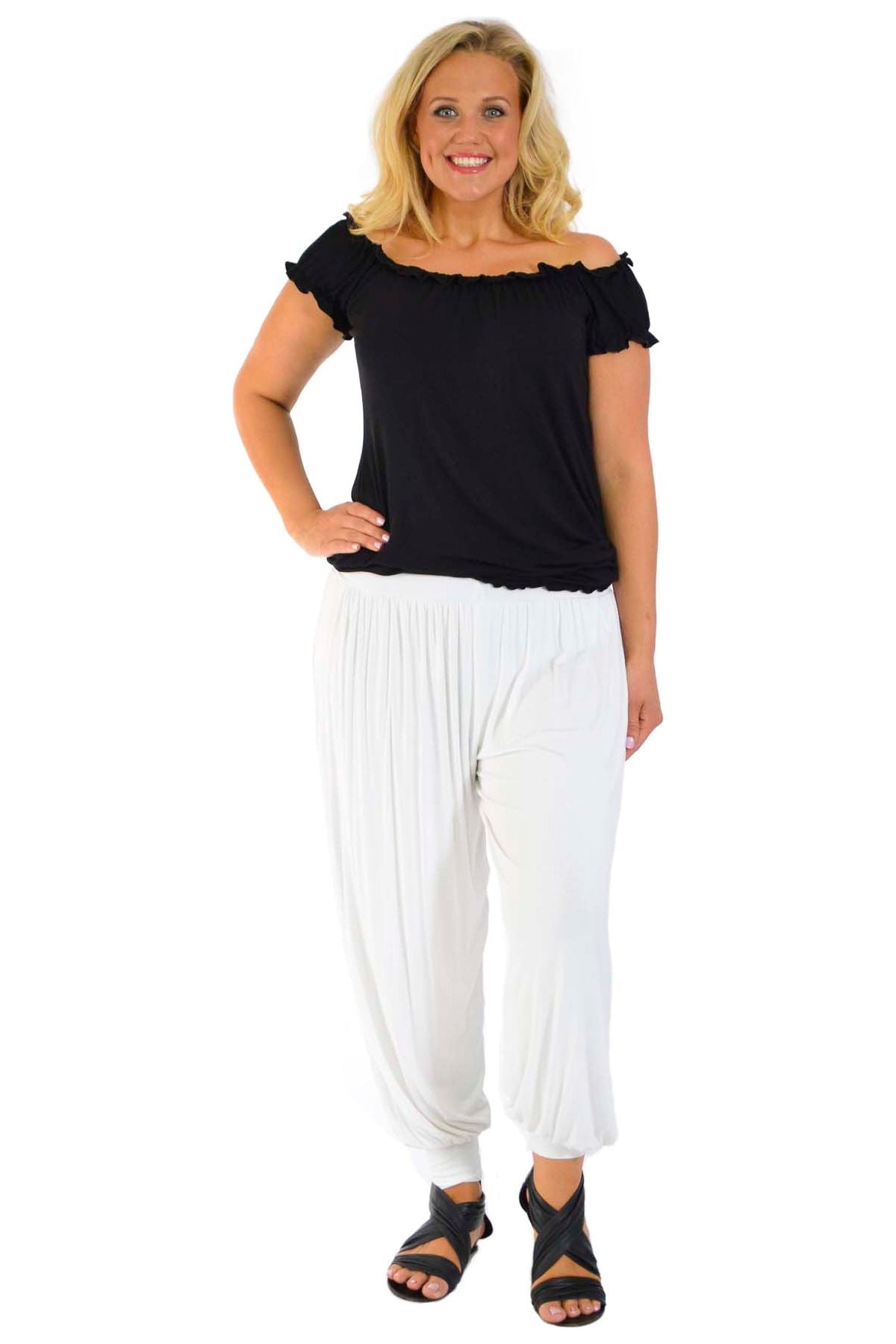Cerise Plus Size Harem Trousers Full Length For Women 24-26 - Dropwear