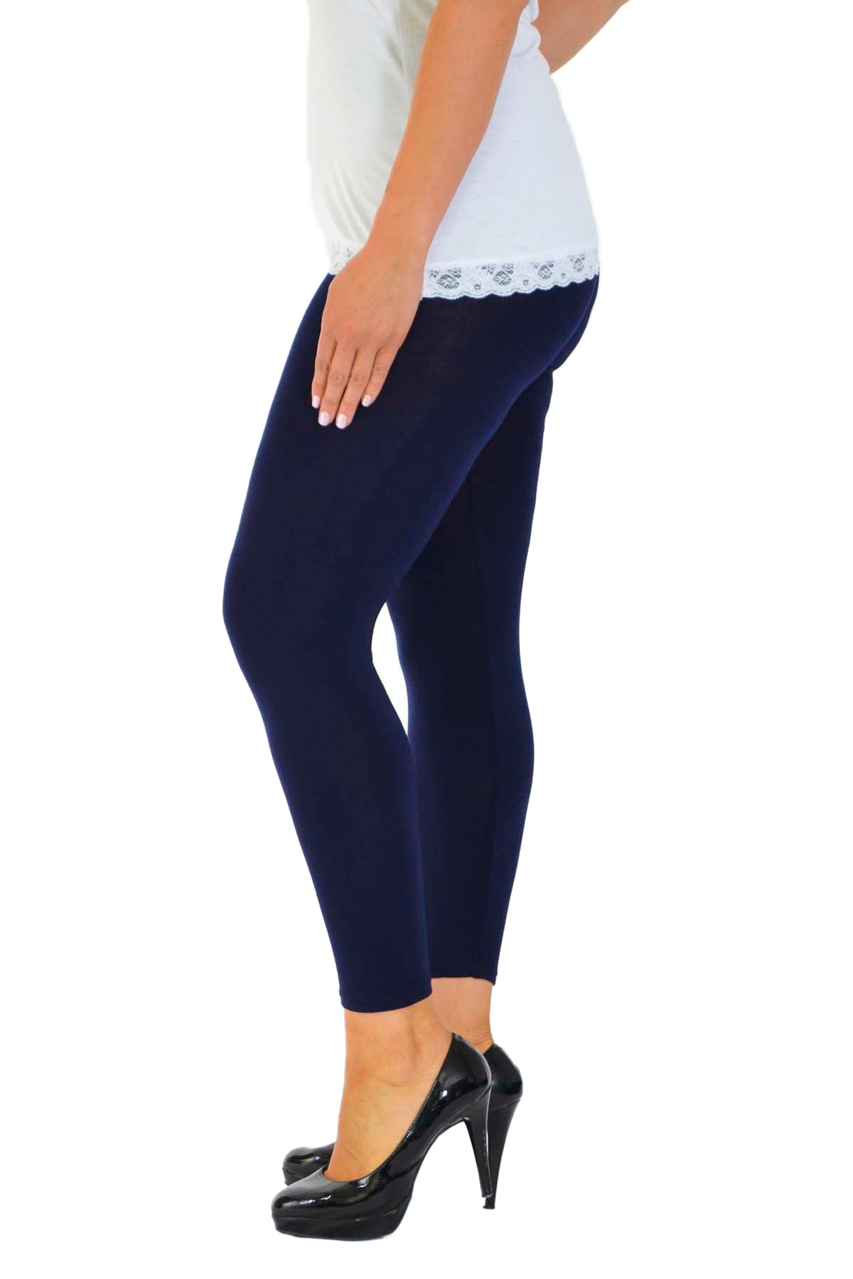 Cream Plus Size Plain Long Leggings For Women 20-22 - Dropwear