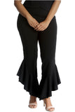 Plus Size Frill Asymmetric Hem Plain Trousers For Women  - Dropwear