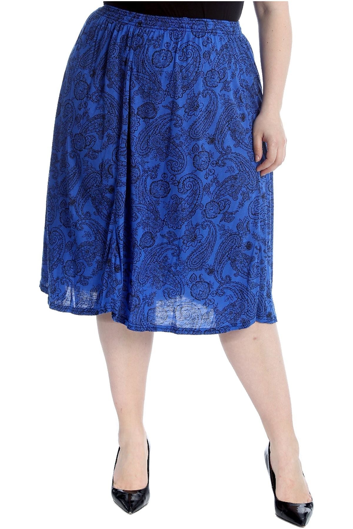 Plus Size Paisley Print Midi Skirt For Women  - Dropwear