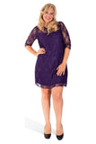 Cream Lace Lined 3/4 Knee Length Dress For Women 14 - Dropwear