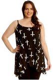 Black White Cross Black White Cross Print Strappy Dress Vest Top For Women 8-10 - Dropwear