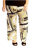 Plus Size Baroque Paisley Print Palazzo Trouser For Women  - Dropwear