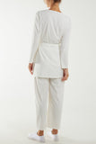 Tied Front Top & Trousers Belted Set For Women  - Dropwear
