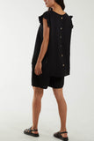 Co-Ord Frill Sleeve Top & Shorts For Women  - Dropwear