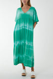 V-Neck Tie Dye Maxi Dress For Women  - Dropwear