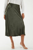 Waistband Satin Midi Skirt For Women  - Dropwear