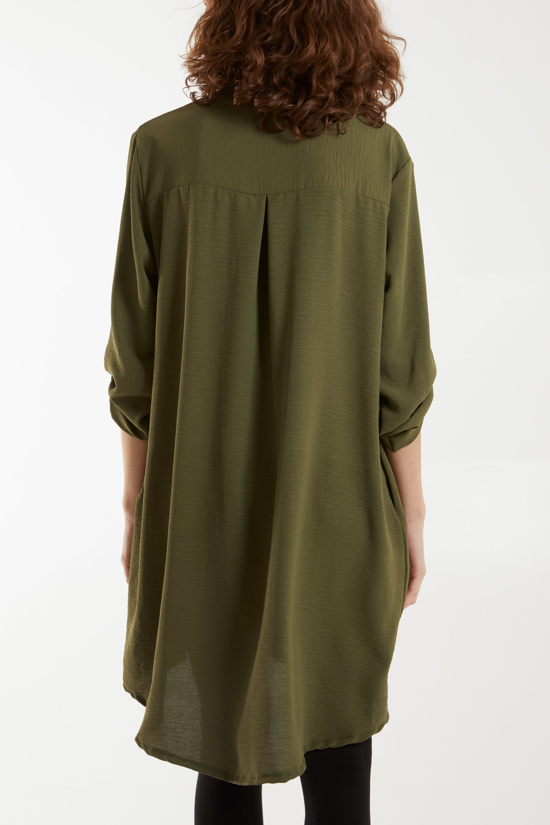 Black V-Neck Button Sleeve Long Top For Women ONE SIZE - Dropwear