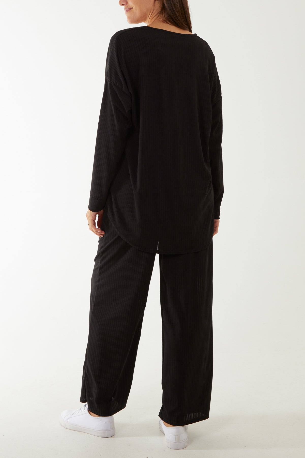 Relaxed Fit Ribbed Co-Ord Set For Women  - Dropwear