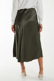 Waistband Satin Midi Skirt For Women  - Dropwear