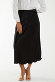 Waistband Satin Midi Skirt For Women  - Dropwear
