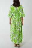 Fuchsia Floral Shirred Waist Maxi Dress For Women ONE SIZE - Dropwear