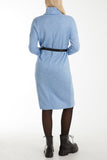 Roll Neck Belted Knitted Midi Dress For Women  - Dropwear
