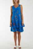 Floral Double Layer Sleeveless Dress For Women  - Dropwear