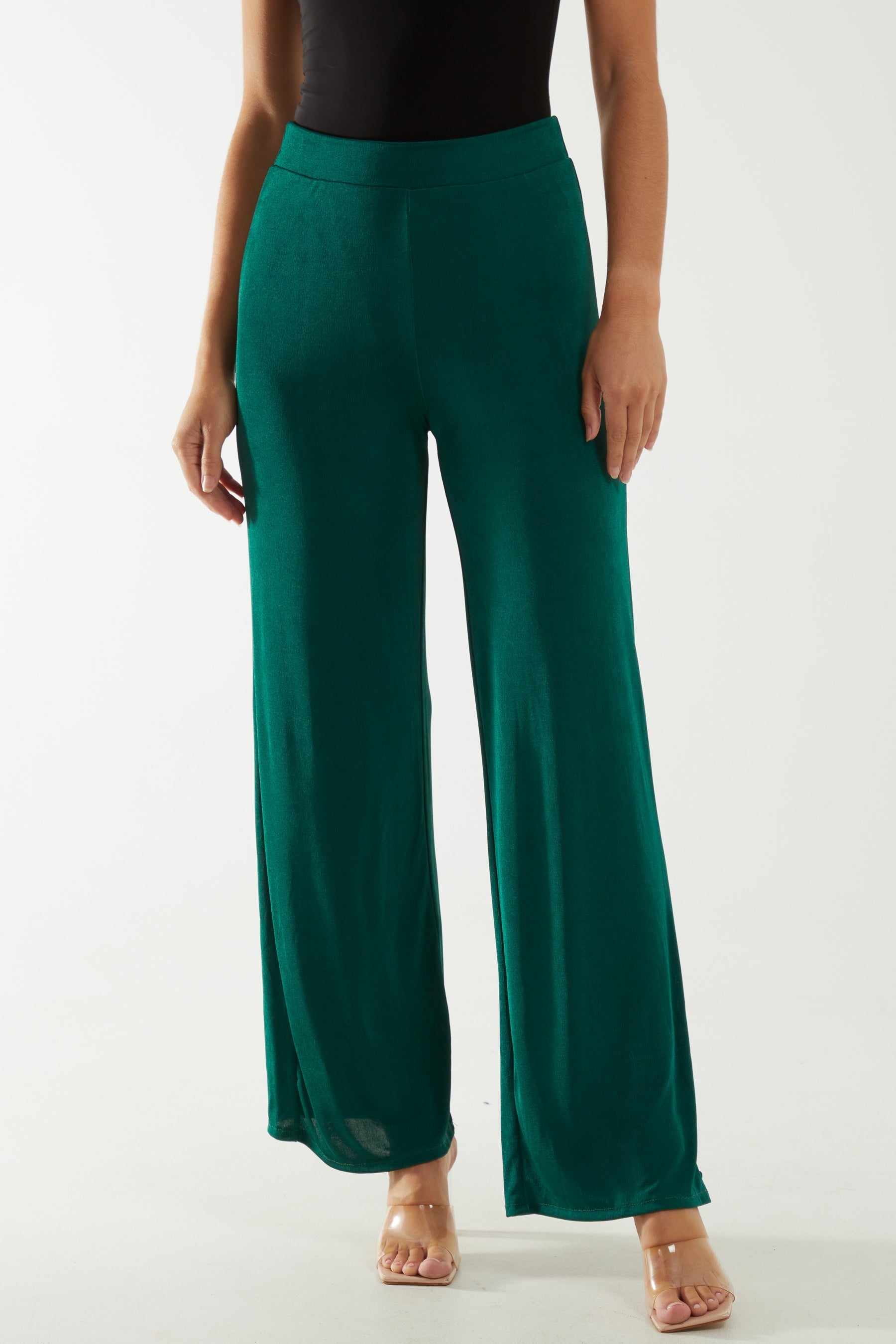 Camel Wide Leg Acetate Trousers For Women ONE SIZE - Dropwear