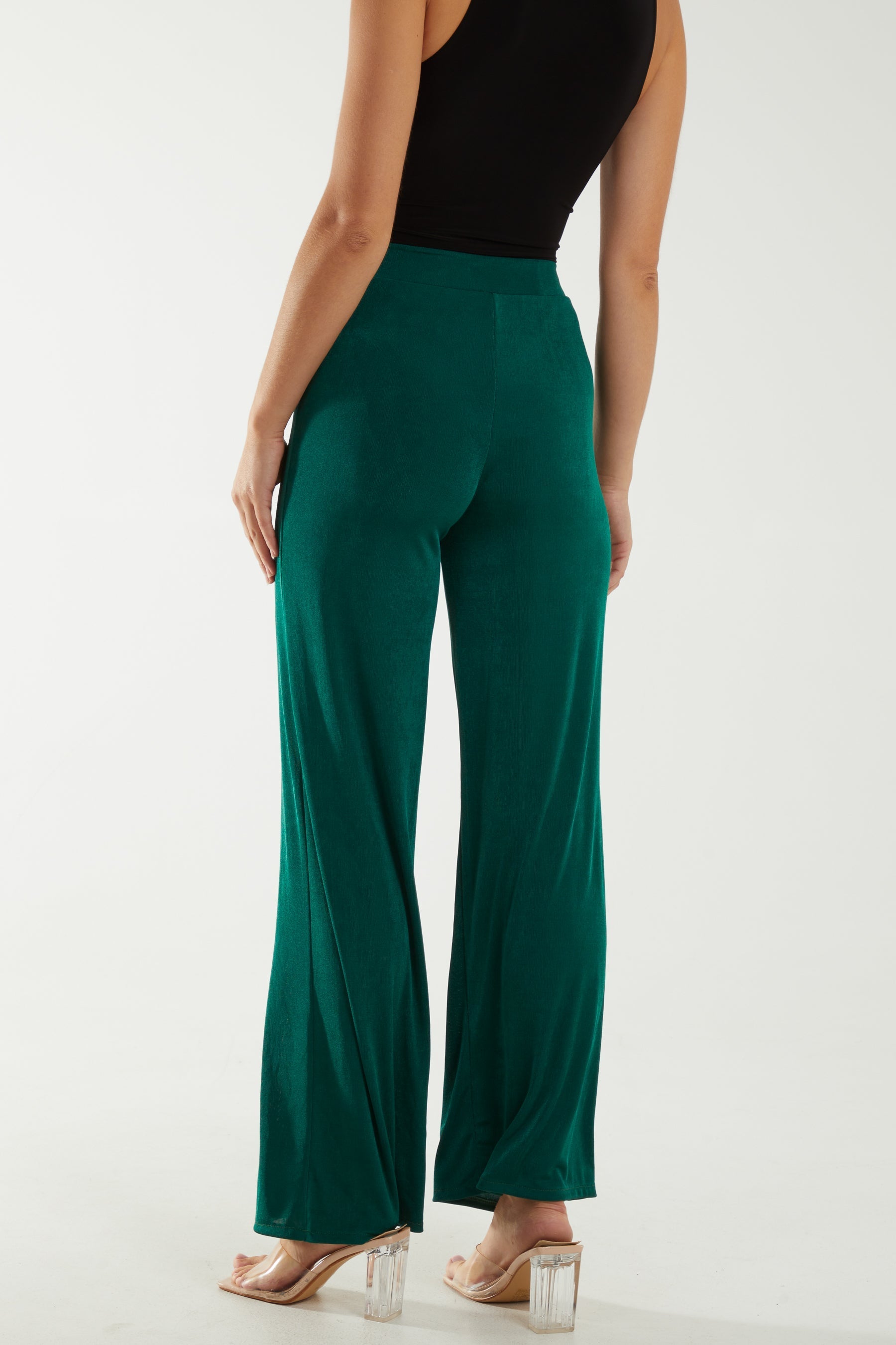 Magenta Wide Leg Acetate Trousers For Women ONE SIZE - Dropwear