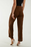 Beige Wide Leg Acetate Trousers For Women ONE SIZE - Dropwear