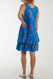 Floral Double Layer Sleeveless Dress For Women  - Dropwear