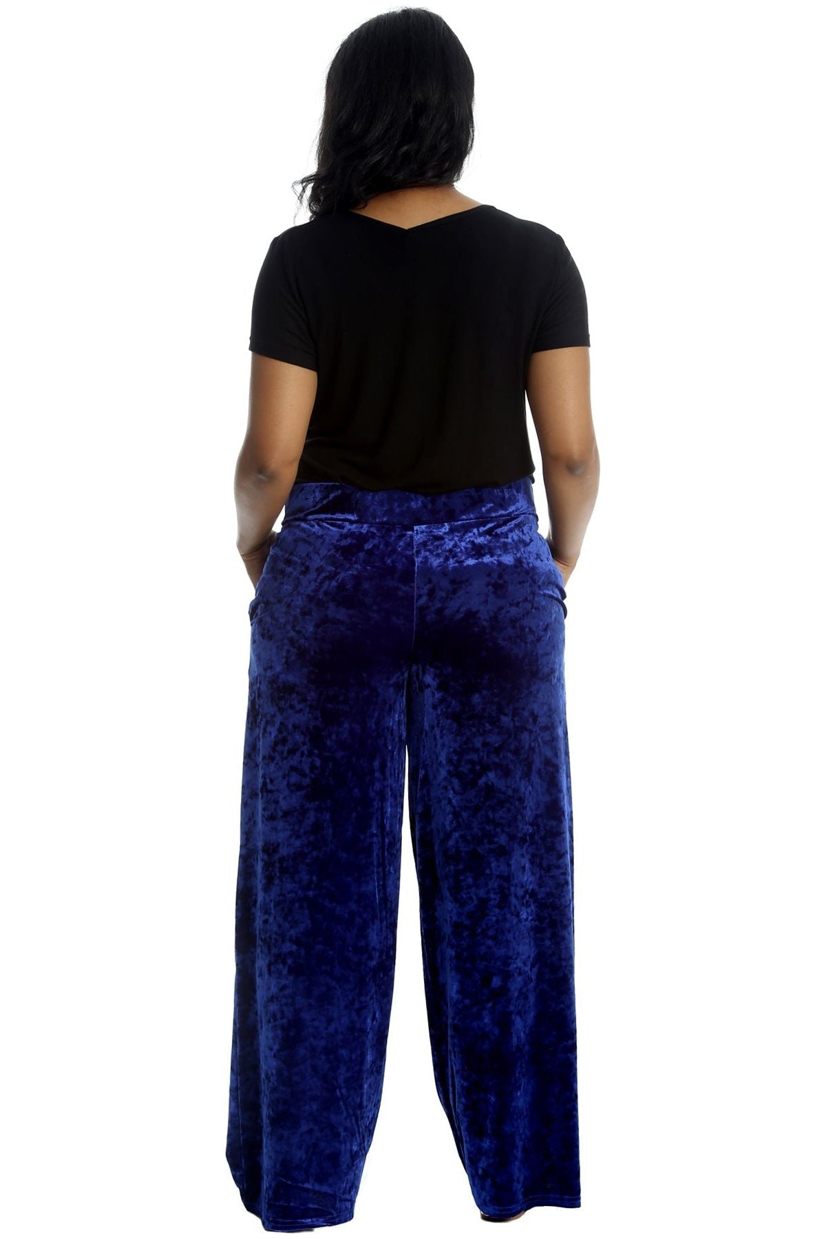 Velour Velvet Wide Flared Leg Pocket Palazzo For Women  - Dropwear