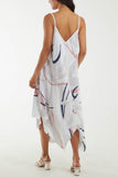 Coral Abstract Cami Hanky Hem Dress For Women ONE SIZE - Dropwear