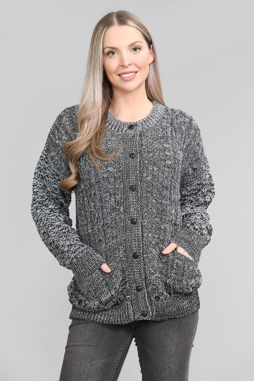 Baby Pink Chunky Cable Knit Long Sleeve Cardigan For Women 8-10 - Dropwear