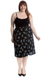Teal Floral Plus Size Teal Floral Midi Skirt For Women 28-30 - Dropwear