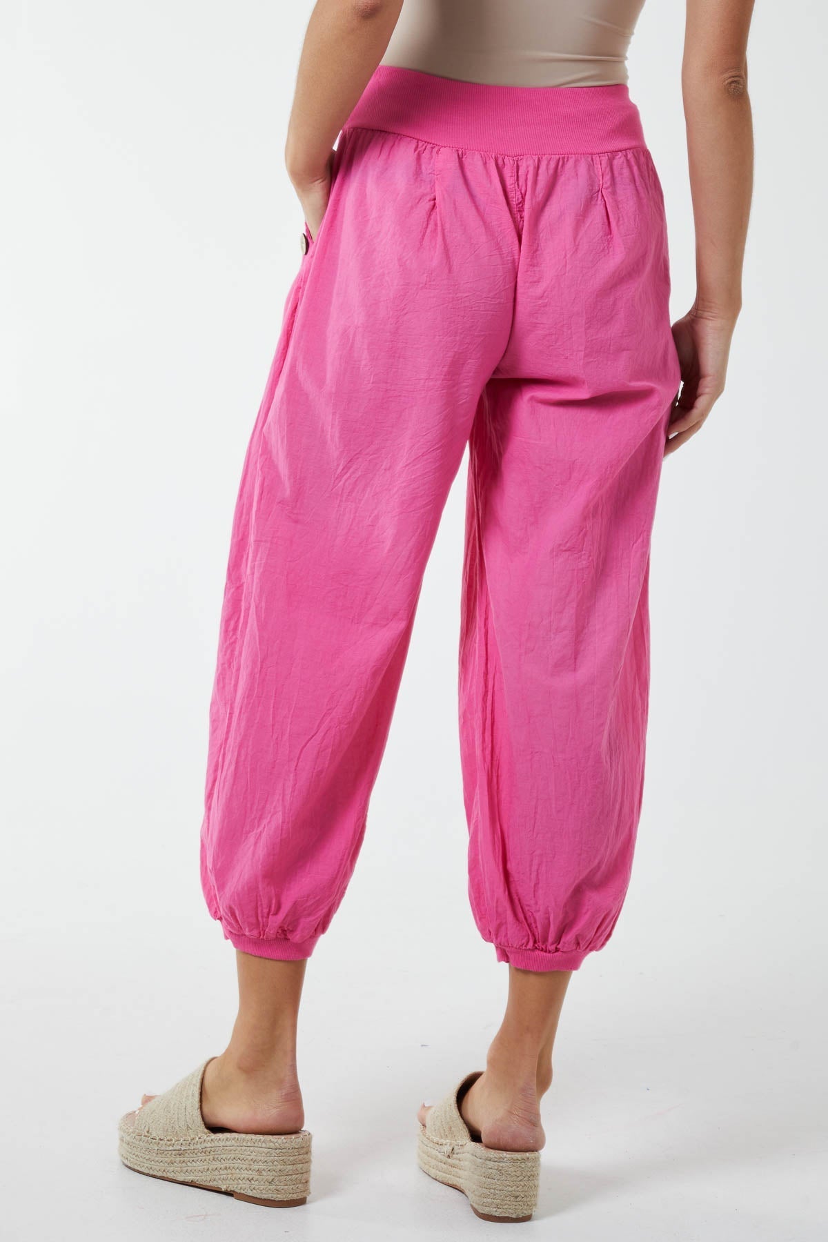 Button Pocket Detail Harem Pants For Women  - Dropwear