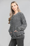 Baby Pink Chunky Cable Knit Long Sleeve Cardigan For Women 12-14 - Dropwear