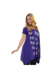 White Butterfly Hanky Hem Short Sleeve Top For Women 16 - Dropwear