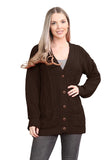 Cable Knitted Button Cardigan For Women  - Dropwear