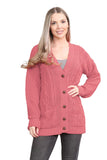 Cable Knitted Button Cardigan For Women  - Dropwear