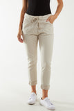 Navy Magic Drawstring Pockets Crushed Trouser For Women ONE SIZE - Dropwear